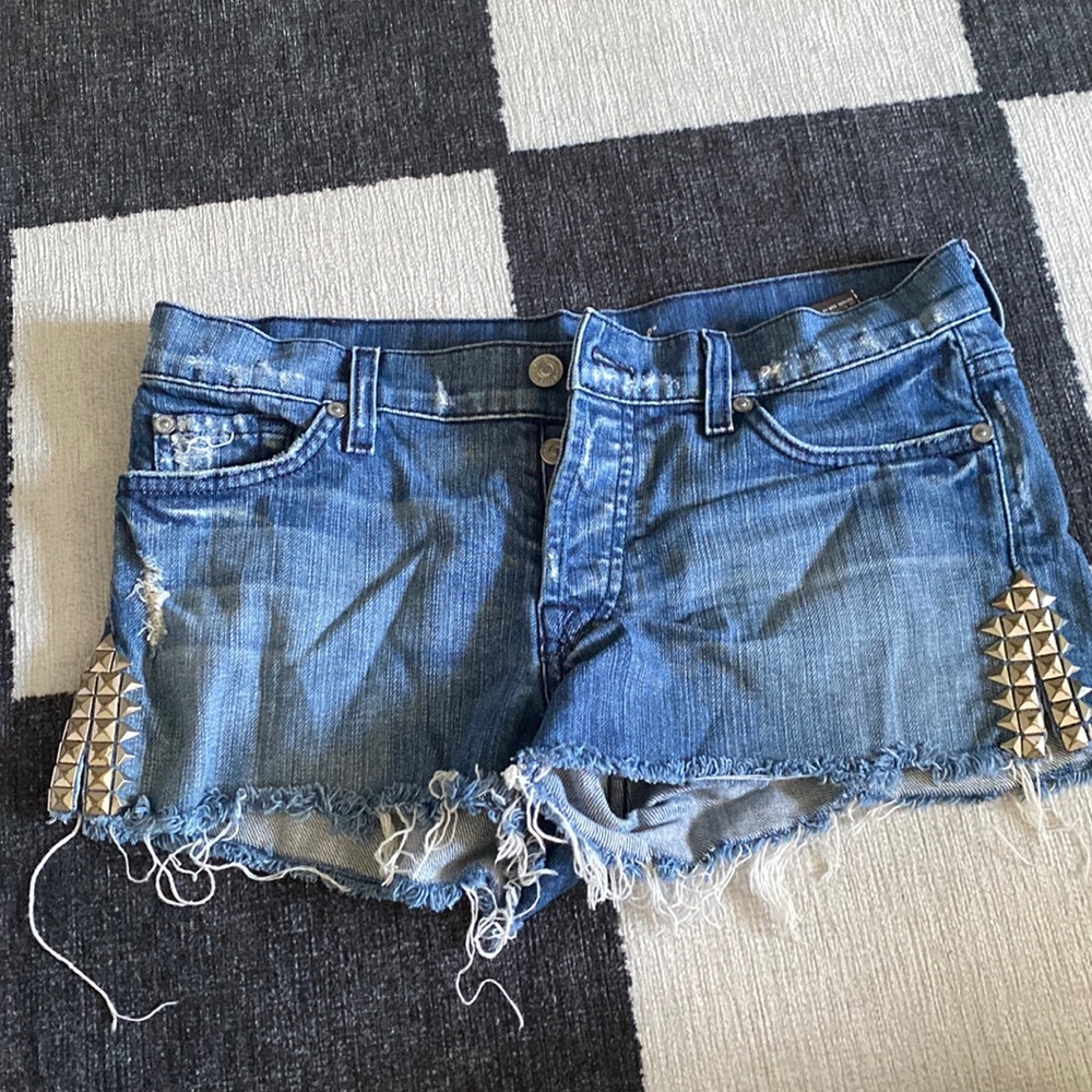 7 For All Mankind Distressed Denim Shorts